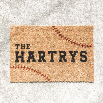 Custom Name {baseball stitching} | doormat